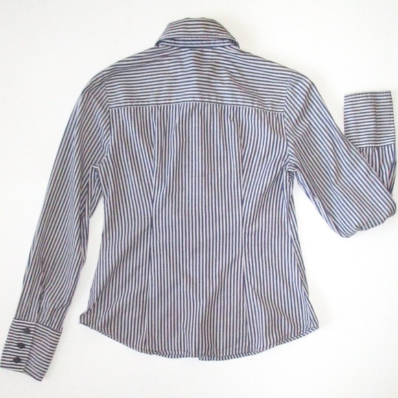 Attention Cotton Button Down Shirt Dress Shirt Stripe Women’s XS Purple White - Picture 2 of 2